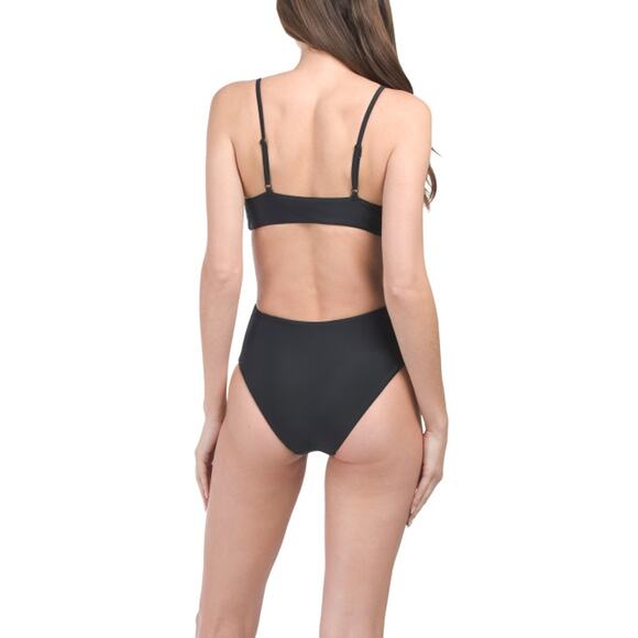 ONIA NWT Marisol One-piece Open Side Keyhole Black Swimsuit L Vacation Coastal - Picture 2 of 3
